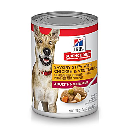 Science Diet Adult 1-6 Savory Stew w/ Chicken & Vegetables Wet Dog Food, 12.8 oz Can