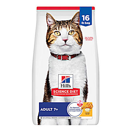 Science Diet Adult 7+ Chicken Recipe Dry Cat Food, 16 lbs