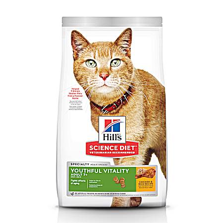 Science Diet Adult 7+ Youthful Vitality Chicken & Rice Dry Cat Food, 6 lbs