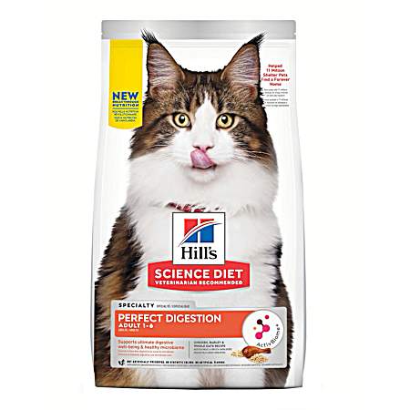 Science Diet Adult 1-6 Perfect Digestion Chicken, Barley & Oats Dry Cat Food, 6 lbs
