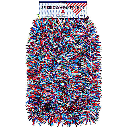 15 ft Patriotic Garland w/ Holographic Silver Shimmer