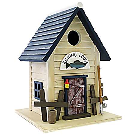 Grey Fishing Lodge Bird House