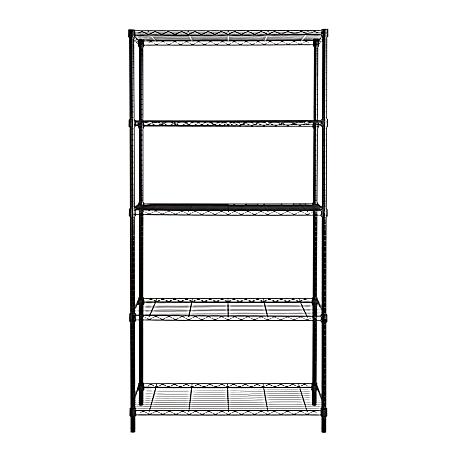 5-Tier Black Adjustable Storage Shelves