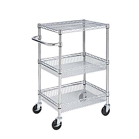 3-Shelf Chrome Rolling Utility Cart