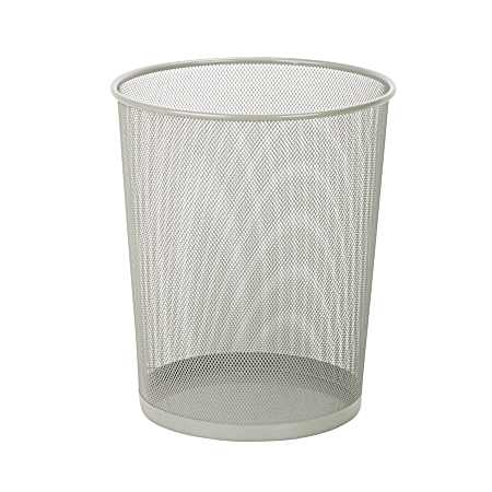 4.5 gal Gray Mesh Metal Waste Basket
