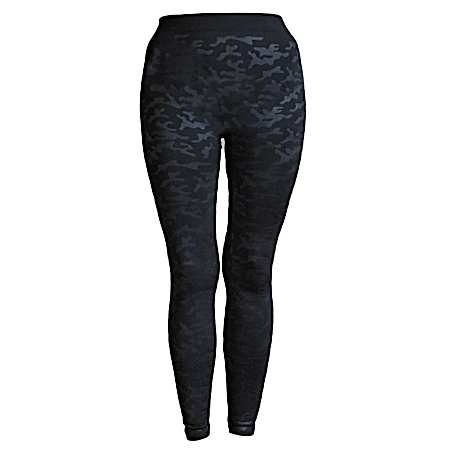 Women's Black Camo Print Lined Seamless Polyester Leggings
