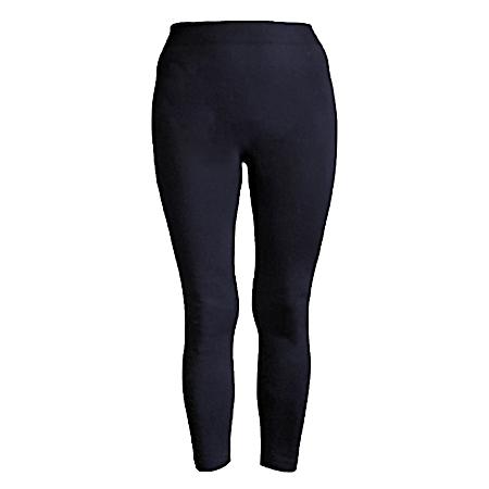 Women's Solid Black Seamless Polyester Leggings