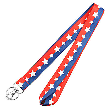 1 in. Red, White & Blue w/ Stars Lanyard
