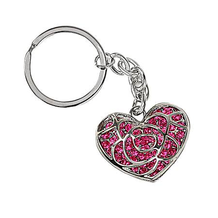 Pink Cut Out Heart Key Chain