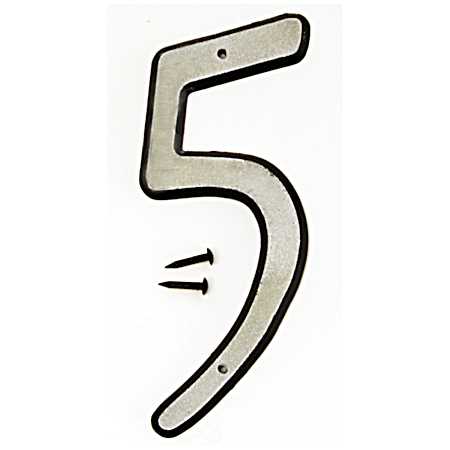 4 in Reflective Plastic House Number 5