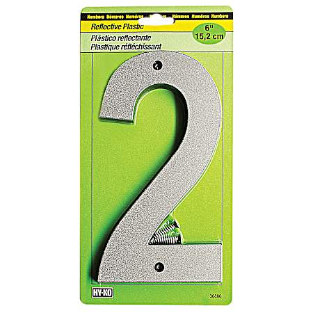 6 in Reflective Plastic House Number 2