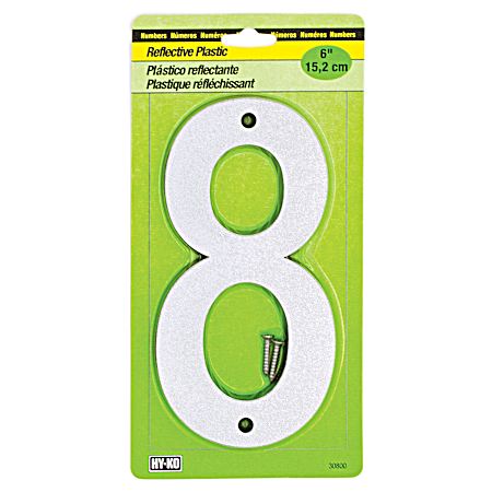 6 in Silver Reflective Plastic Number 8 