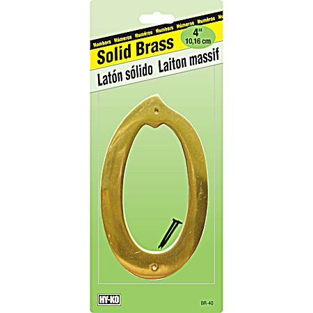4 in Gold Brass Nail-On Number 0