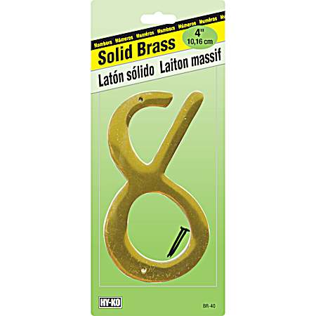 4 in Gold Brass Nail-On Number 8