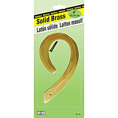 4 in Gold Brass Nail-On Number 9
