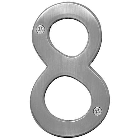 4 in Decorative Metal Satin Nickel House Number 8