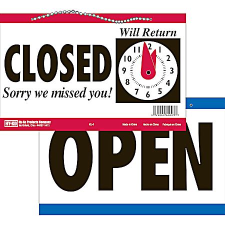 9.5 in x 6 in Open/Closed Clock Sign