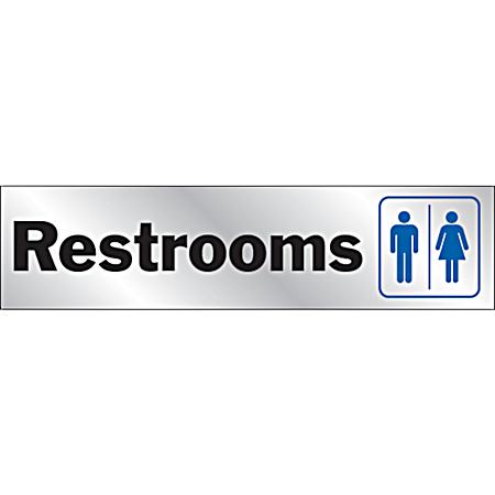 2 in x 8 in Mylar Graphic Sign - RESTROOMS