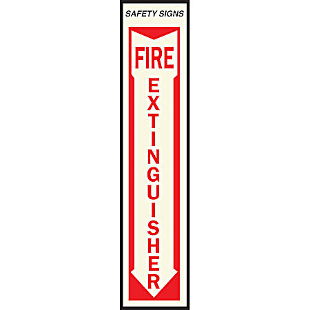 4 in x 18 in Glow-In-The-Dark Fire Extinguisher Sign