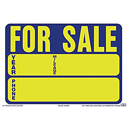 8 in x 12 in AUTO FOR SALE Static Cling Sign