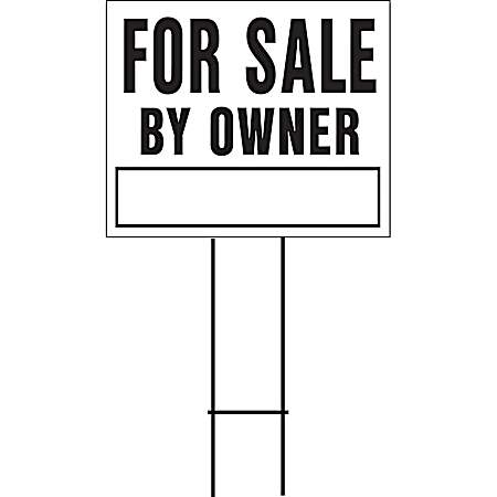 23 in x 18 in White FOR SALE BY OWNER Lawn Sign w/ Bracket