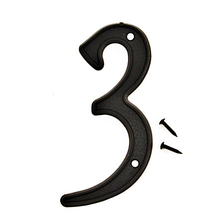 4 in Black 3-D Plastic House Number 3