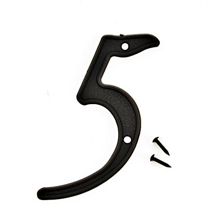 4 in Black 3-D Plastic House Number 5