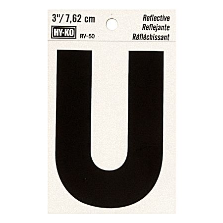 3 in Reflective Vinyl Letter U