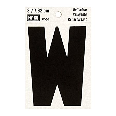 3 in Reflective Vinyl Letter W