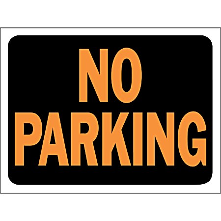8.5 in x 12 in Classic Orange & Black Plastic No Parking Sign