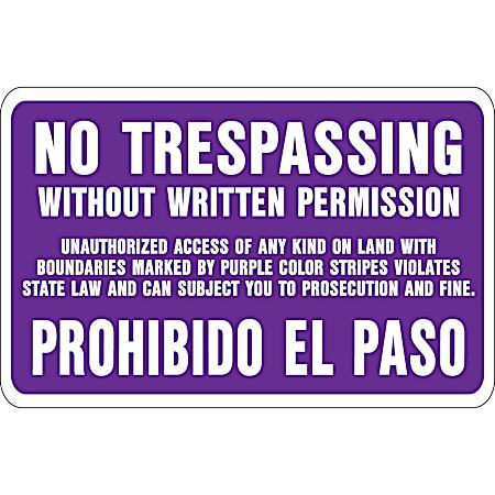 14 in x 9.25 in Aluminum No Trespassing Without Written Permission Sign