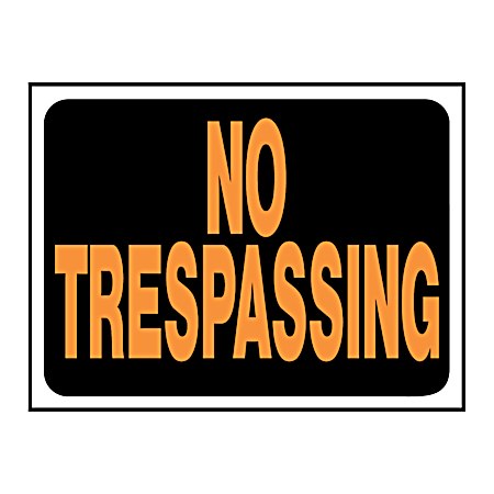 8.5 in x 12 in Classic Orange & Black Plastic No Trespassing Sign