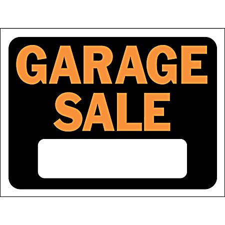 8.5 in x 12 in Classic Orange & Black Plastic Garage Sale Sign w/ Text Box