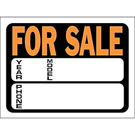 8.5 in x 12 in Classic Orange & Black Plastic AUTO FOR SALE Sign w/ 2 Text Boxes