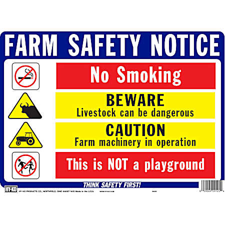 14 in x 10 in Farm Safety Notice Sign
