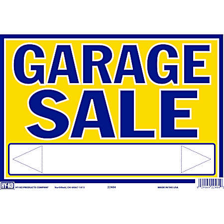 9 in x 13 in Neon GARAGE SALE Sign w/ Text Box & Directional Arrows