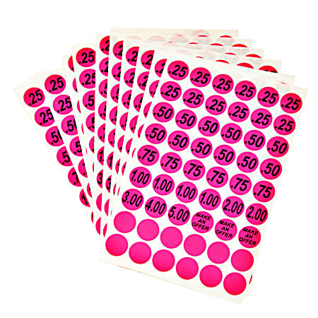 5/8 in Pink Price Labels - 648 Ct