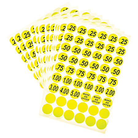 5/8 in Yellow Price Labels - 648 Ct