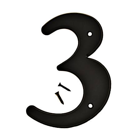 6 in Black Plastic House Number 3