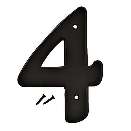 6 in Black Plastic House Number 4