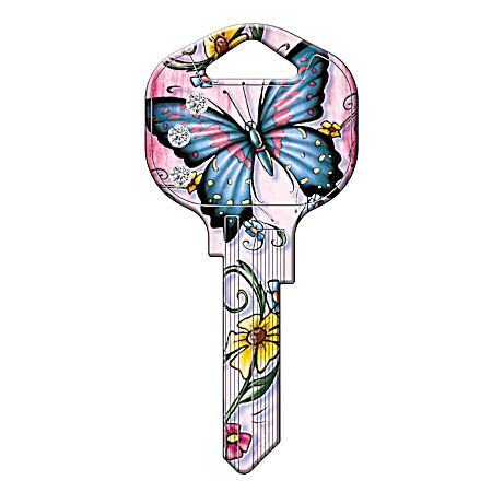 KW1-BFBL Butterfly Bling Key Blank