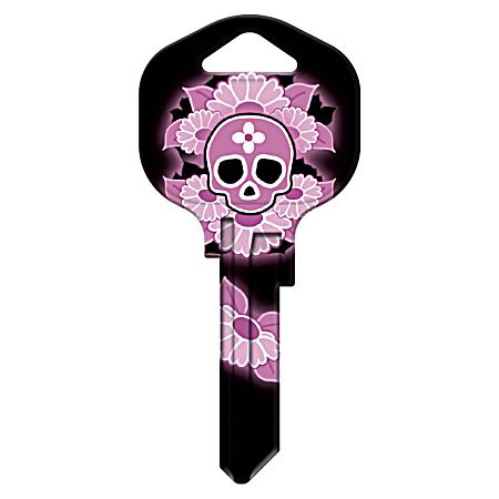 KW1-SKLP Skull Pink Key Blank