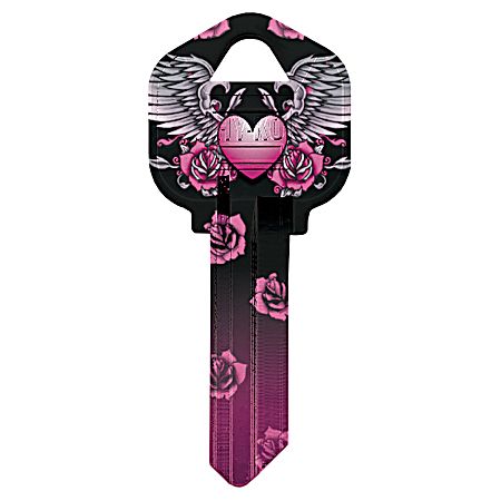 KW1-30 KYBNK Black/Pink Heart Key Blank