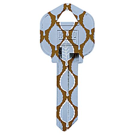KW1-39 Blue/Tan Leaves Key Blank