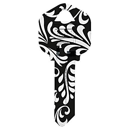 KW1-41 Black/White Swirl Key Blank