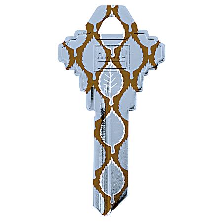 SC1-39 Blue/Tan Leaves Key Blank