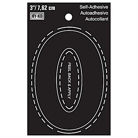 3 in Black Adhesive Vinyl Die Cut Number 0
