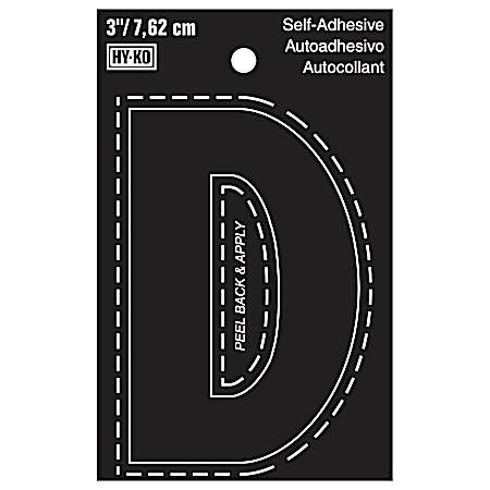 3 in Black Adhesive Vinyl Die Cut Letter D