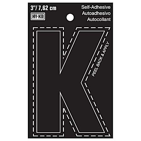 3 in Black Adhesive Vinyl Die Cut Letter K