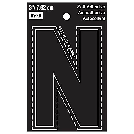 3 in Black Adhesive Vinyl Die Cut Letter N